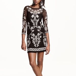 H&M Embroidered Mesh Dress